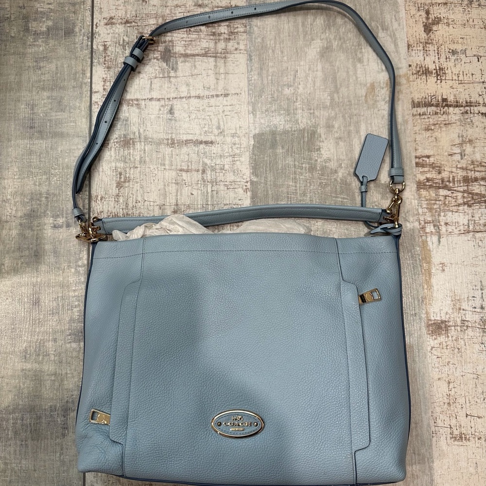 Coach scout hobo blue pebble leather bag